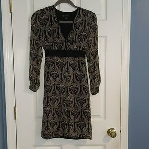 I.N.C.  black printed 100% silk dress Sz 4P NWOT